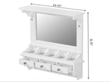 Floating Makeup Vanity with Big Mirror, Wall-Mounted Storage Vanity with Drawers, Pockets & Hooks, 80169179