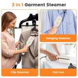 3 in 1 Travel Steamer for Clothes, 1000W Handheld Garment Steamer with 180&deg Rotating Head - Flat 60381041