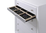 Traditional Style 5 Drawer Chest made with Wood in White color 808857990747