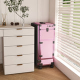 Portable Nail Art Table w/ LED Mirror, Bluetooth, Lockable Drawers, Telescopic Pole - Folding W2700P303416