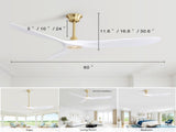 60 Inch Indoor Modern ABS Smart Ceiling Fan With 6 Speed Remote Control Reversible DC Motor For W934P146055