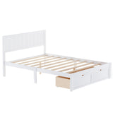 ZNTS Full Size Platform Bed with Under-bed Drawers, White 50131795