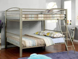 Metallic Gold Finish Contemporary Style Full Over Full Bunk Bed Full Metal Structure Movable Ladder B2741P353745