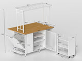 Kitchen Island with Storage Space, Breakfast Bar with Folding Flip-Up Panel, Large Storage Cabinet W2167P210778