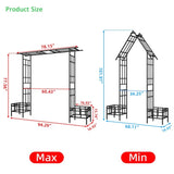 Metal Garden Arch with Adjustable Width W68.11''W94.29'' Climbing Plants Support Rose Arch Outdoor W1586P268890