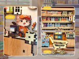 3d wooden puzzle for adults Sakura & Wisteria Alley Mart book nook with lights model kit dollhouse 02809173