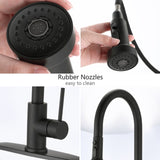 Stainless Steel Pull Down Kitchen Faucet with Soap Dispenser Matte Black JYBB41202MB