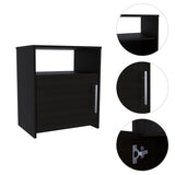 Nordico Nightstand , End Table, Side Table One Shelf, Single Door Cabinet, Metal Handle -Black B20091970