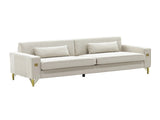 FX-P18-BEModern Beige Sofa Couch for Living Room, 85.83" Upholstered 3-Seater Sofa with Metal W57649843