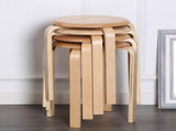 Stackable Bentwood Stool Set of 6, 18" Round Stacking Backless Nesting Stools, Anti-Slip Felt W3101P480684