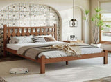 Full Size Bamboo Platform Bed with Diamond-shaped headboard, Solid Bamboo-made Bed Frame with W5316P484021