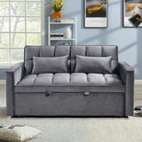 Modern Velvet Loveseat Futon Sofa Couch Pullout Bed, Small Love Seat Lounge Sofa w/Reclining T3411P309627