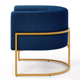 ZNTS Upholstered Velvet Accent Chair with Golden Metal Stand,Mid-Century Living Room Leisure Chair with W2186137439