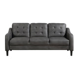 Gray Polished Microfiber Upholstered 1pc Sofa Button Tufted Contoured Arms Solid Wood Frame Couch B011P206272