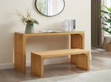 Natural Pine Dining Long Bench and Table Set Versatile Indoor Wood Furniture for Entryway, Living W1758P292488