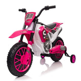 ZNTS 12V Kids Ride on Toy Motorcycle, Electric Motor Toy Bike with Training Wheels for Kids 3-6, Rose Red W2181P164393