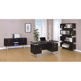 Cappuccino 5-drawer Credenza with Open Shelving B062P145476