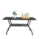 ZNTS 60*38*28.5in Iron With Umbrella Hole Patio Bar Table Black 15801327