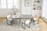 Counter Height Bar Stools Set of 2, Upholstered Linen Bar Chairs, Metal Footrest and Frame for W1249P257011