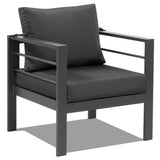 2pcs Single Sofa Grey Frame Dark Grey Cushion Aluminum Frame Sofa 36031504