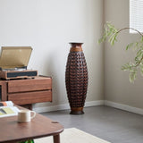 A 39-inch tall hand-woven bamboo floor vase - a decorative highlight for the living room, foyer or W2796P283884