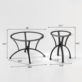 3 Piece Tempered Glass Surface Coffee Table Set, Decor Coffee Table Round End Side Table with Sturdy W2167P221147