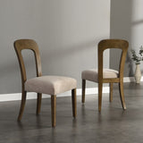 Dining Chairs Set of 2, Upholstered Kitchen Side Chairs with Beige Fabric Seating Light Brown Solid N779P236958A