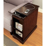 Modern Transitional Design 1pc Side Table/Nightstand Storage Cabinet Cherry Color USB Outlet B011P191196
