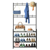 ZNTS Entryway Coat Hat Rack Shoe Storage Shelf 4 Tier Shoe Rack Freestanding Hall Tree Garment Hanger 16384782