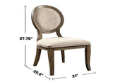 Set of 2 Padded Beige Fabric Dining Chairs in Rustic Oak Finish B016P156826