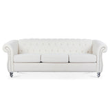 84.65" Rolled Arm Chesterfield 3 Seater Sofa W68058494