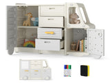 Kids Bus Toy Organizer with Built-in Whiteboard, 4 Drawers2 Cabinets 180LBS Total Weight Capacity 18971532