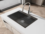 Stainless Steel Kitchen Sink, 27x19 Single Bowl, Overmount Handmade Sink in Black, with US 00233658