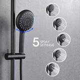 5-Setting Handheld Shower System Slide Bar Combo Rain Showerhead, Dual Shower Head Spa System W121952131