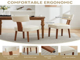 064-Set of 2 Linen Fabric Modern Armless Dining Chairs With Curved backrest and Solid Wooden Legs 98421973