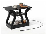 3-Tier End Table with Charging Station, Slim Side Table with USB Ports & Outlets, Modern Nightstand 87552332