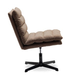 ZNTS Brown Teddy Fabric 360&deg; Swivel Accent Chair, Cross Legged Office Chair, Adjustable Armless Wide Home W1164P239089