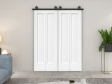 72 in. x 80 in. Hollow Core 1-Panel White MDF Composite Double Bi-Fold Barn Doors with Sliding B2763P491034