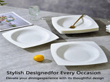 9.25 Inch Square Pasta Bowls Set of 6, 17oz White Porcelain Soup Plates, Microwave & Dishwasher Safe 15883057