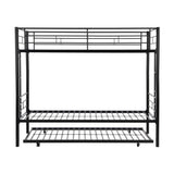 ZNTS Over Twin Bunk Bed Frame with Trundle,Metal Bunkbed with Sturdy Guard Rail and 2 sideLadders for 15018457