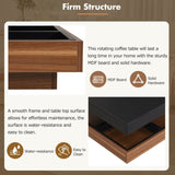 ON-TREND Modern Square 360&degRotating Coffee Table with Three Detachable Tray, 2-Tier Farmhouse Wood N721P191981B