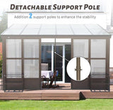 12x16FT All Season Sunroom, Outdoor Permanent Wall Mounted Solarium with Detachable Polycarbonate W1859P238682