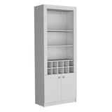 Nero 74-Inch Tall Bar Cabinet 4-Tier Modern Bar Cabinet with Glass Holder Stemware Rack, Wine B070P188834
