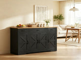 Black 47" Farmhouse Buffet Cabinet, Soft-Close Hinges, 3 Drawers, Adjustable Shelves, Spice Racks 97746118