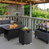 40*40*57cm Iron Frame Gas Bottle Storage Rattan Side Table Black Gradient 71591038