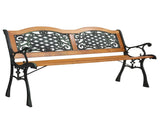 49" Garden Bench Outdoor Patio Park Chair Furniture Hardwood Slats Cast Iron Frame 40097071