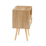 15.75" Rattan End table with drawer and solid wood legs, Modern nightstand, side table for living W126573110