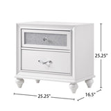 2 Drawers Nightstand with Acrylic Crystal Accents, White B016P255554