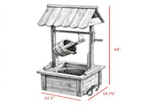 Rustic Outdoor Wooden Wishing Well Fountain with Adjustable Water Flow Rate, Waterfall Style Garden 89602954