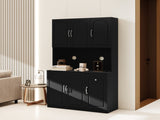 71" Kitchen Pantry Storage Cabinet with Microwave Oven Countertop, Freestanding Hutch Cabinet with W282P170918